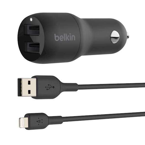 BELKIN AVTOPOLNILEC+KABEL LIGHTNING ČRN