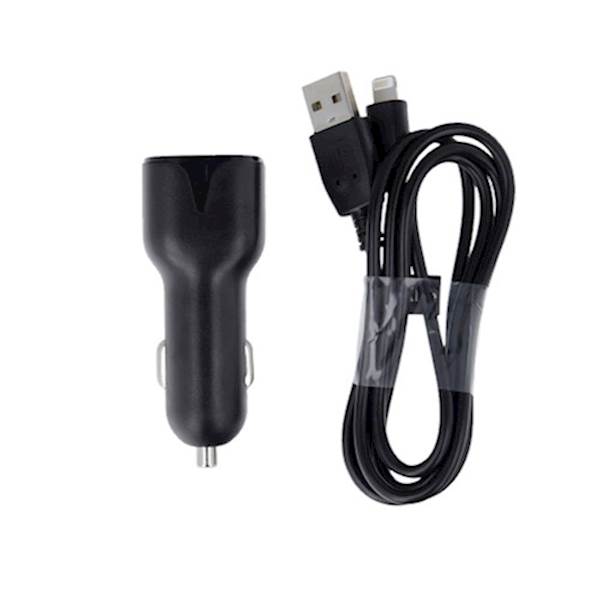 AVTOPOLNILEC MAXLIFE 2XUSB 2.4A ČRN +KABEL LIGHTNING