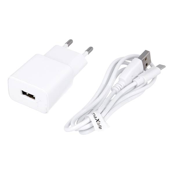 MAXLIFE ADAPTER+KABEL HITRI TYPE-C  2.1A WHITE