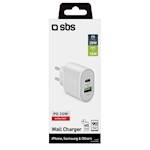 SBS ADAPTER ULTRA FAST USB-C 20W + USB-A 18W BEL