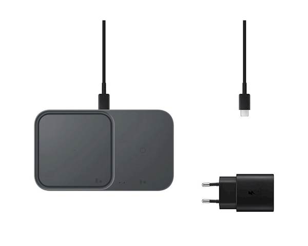 BREZŽIČN. POLNILNA DUO POS.+ADAPTER+KABEL 15W SIVA